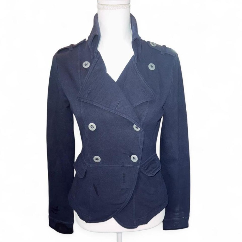 CONVERSE NAVY BLUE DISTRESSED DOUBLEBREASTED MILITARY STYLE JACKET LADIES MEDIUM